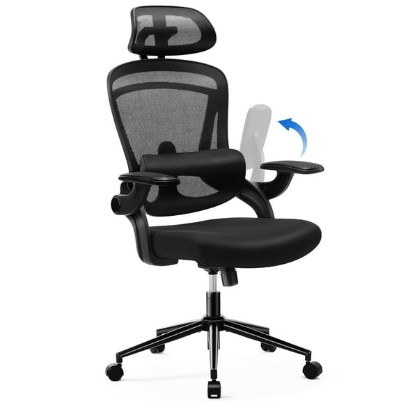 JOINSUN Ergonomic Mesh Office Chair, High Back with Adjustable Lumbar Support, Headrest, Black