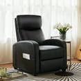 thumbnail image 1 of GIANNA Faux Leather Recliner Chair with Push Back and Lumbar Support, Overstuffed Living Room Reclining Sofa, Black, 1 of 5