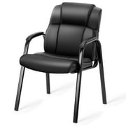 GIANNA Faux Leather Waiting Room Chair, Office Guest Chair with Padded Arms, for Reception, Conference, Meeting, or Home Use, Basic Black1 PCS