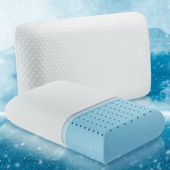 GIANNA Gel Memory Foam Pillow, Cooling Hotel Pillow for Side Sleeper, Removable, Machine Washable Cover, 24" x 16" x 4.7", 2 Pack