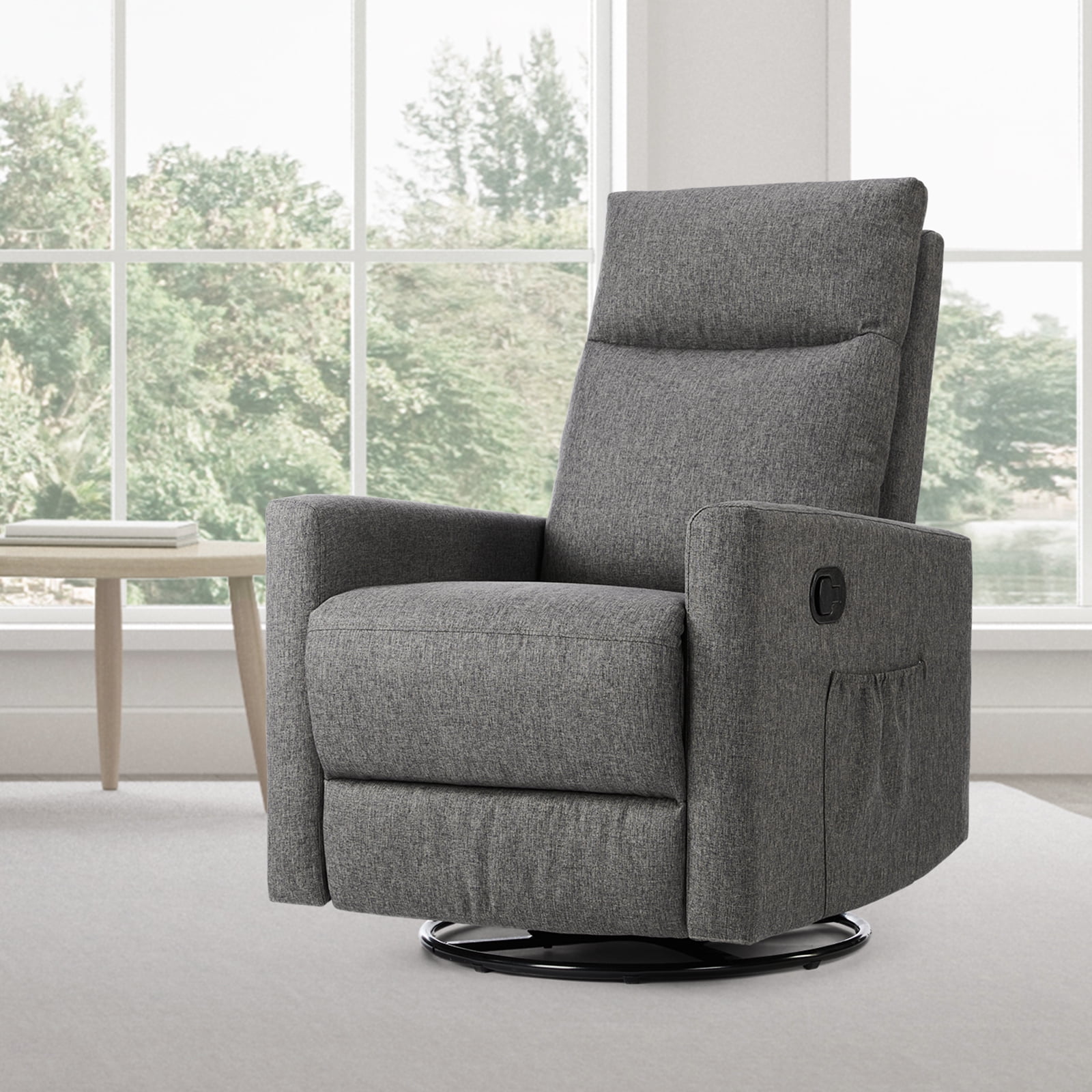 Gianna Glider Rocker Recliner Chair with Adjustable Backrest and Footrest, Grey, image size:1600x1600