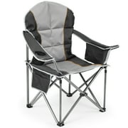 GIANNA Heavy-Duty Outdoor Folding Chair – Oversized Comfort with 300-500 lbs Support, Cushioned Back & Arms, Collapsible Design with Cup Holder for Camping, Sports & Backyard Relaxing