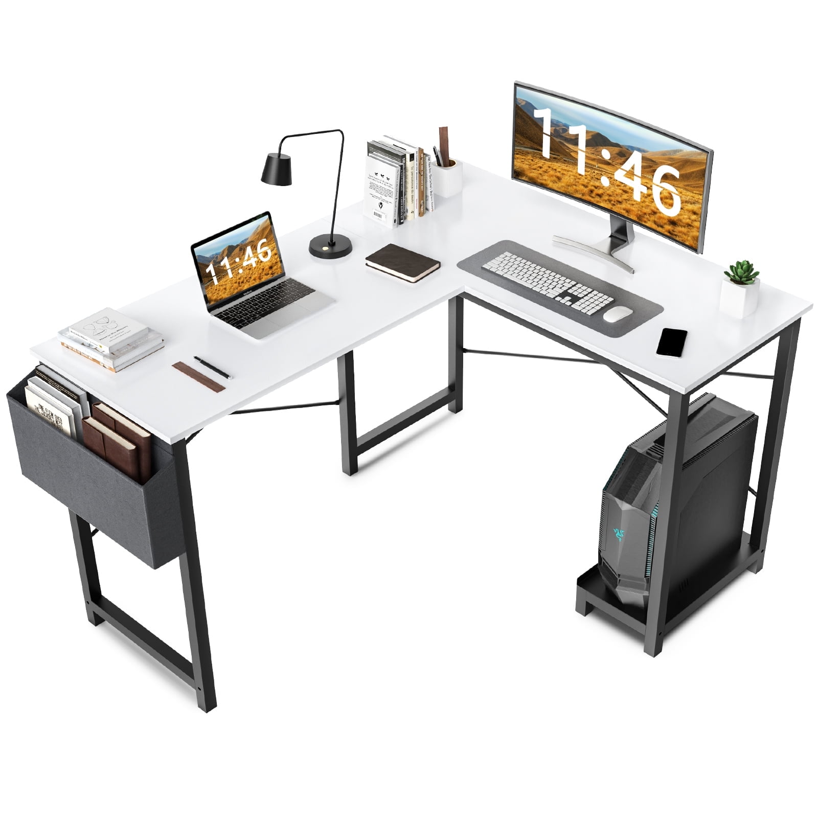 CONCETTA L Shaped Computer Desk with Woo…