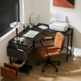 thumbnail image 1 of JOINSUN L-Shaped Desk, Modern Corner Computer Desk with Spacious Work Surface, Sturdy Metal Frame, Ideal for Home Office, Study, or Gaming Setup, Black, 1 of 8