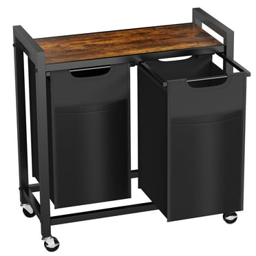 GIANNA Laundry Hamper, Laundry Basket with 2 Removable Bags, Laundry Sorter with Shelf, Metal Frame, 28.8 x 13 x 28.4 Inches, Rustic Brown and Black, 46L x 2(92L)