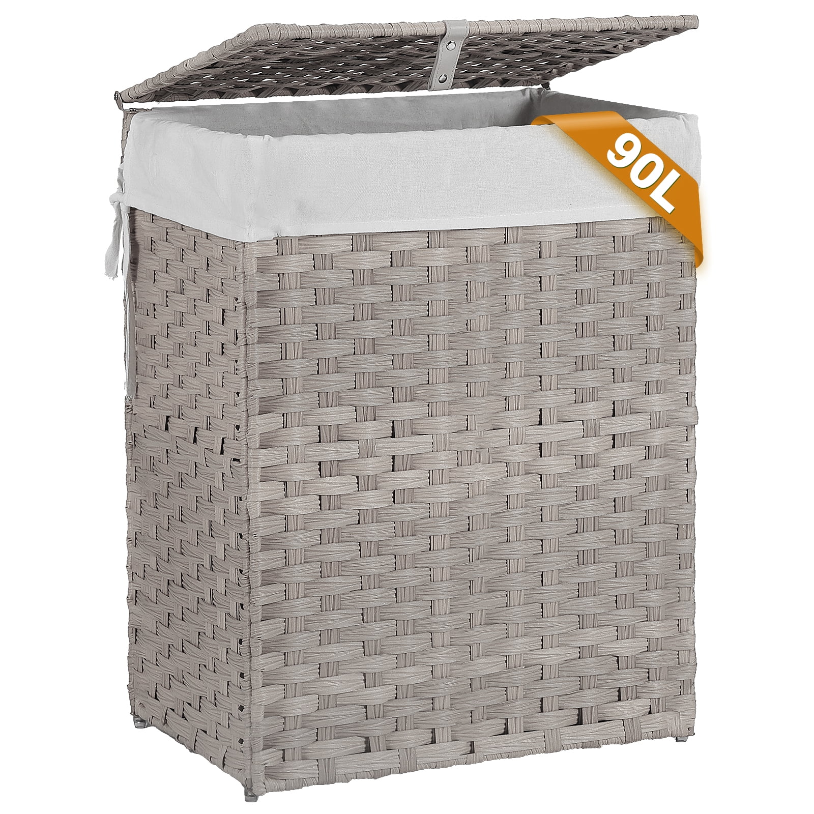 CONCETTA Laundry Hamper with Removable Liner, 90L Wicker Laundry Baskets, Gray