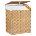 thumbnail image 1 of CONCETTA Laundry Hamper with lid, No Install Needed, 90L Wicker Laundry Baskets Foldable Removable Liner Bags, Yellow, 1 of 8