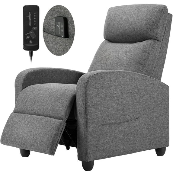 Gianna Massage Recline Chair with Padded Seat and Massage Backrest, Grey