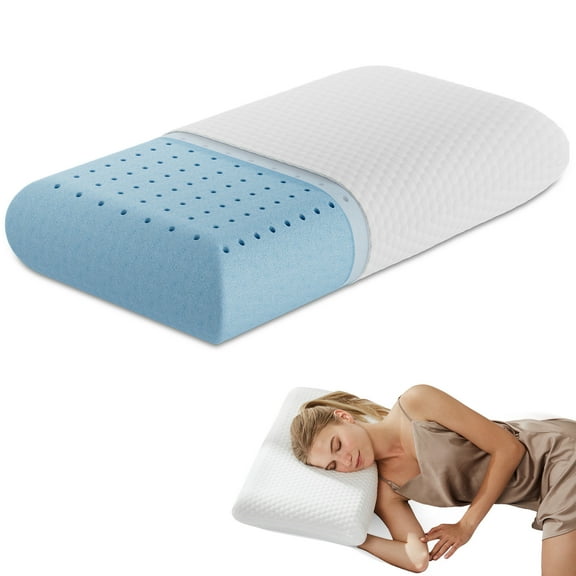 GIANNA Memory Foam Pillow for Sleeping, Standard Size(24" x 16" x 4.7"), Ergonomic Design, Soft and Supportive for Neck and Back Pain Relief, Washable Cover