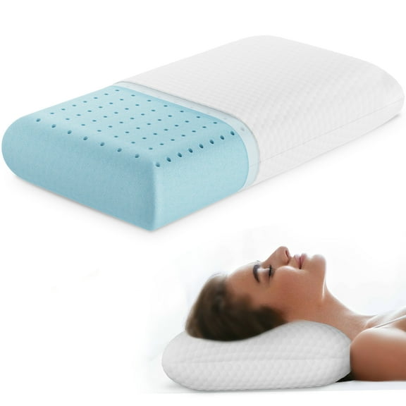 GIANNA Memory Foam Pillow for Sleeping, Standard Size(24" x 16" x 4.7"), Ergonomic Design, Soft and Supportive for Neck and Back Pain Relief, Washable Cover
