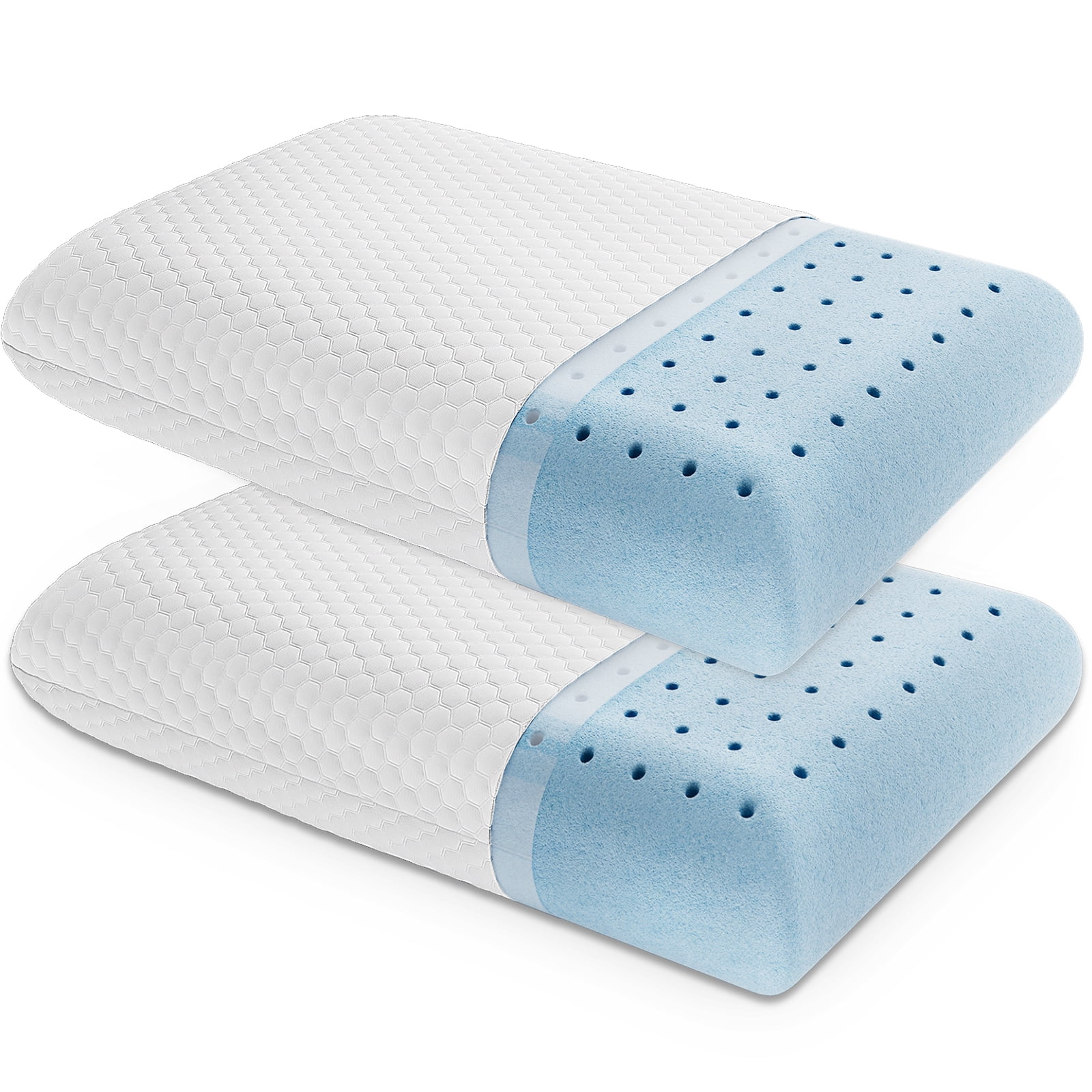 GIANNA Memory Foam Pillow for Sleeping, Standard Size(24" x 16" x 4.7"), Ergonomic Design, Soft and Supportive for Neck and Back Pain Relief, Washable Cover, 2 Pack