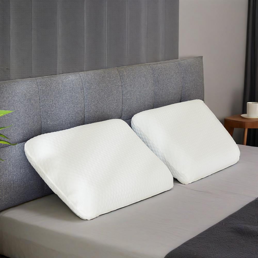 GIANNA Memory Foam Pillow for Sleeping, 24"D x 16"W x 4.7"H, Soft Supportive Hotel Pillow for Bed, Washable Cover, Set of 2