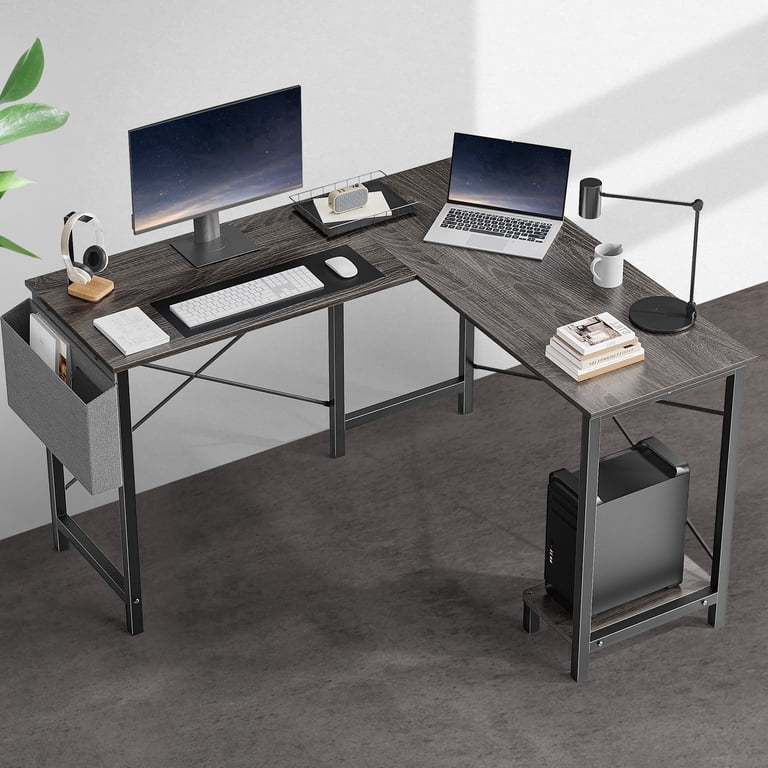 Officeデスク edx Modern L Shaped Office Desk with Wood Surface, Storage Bag and