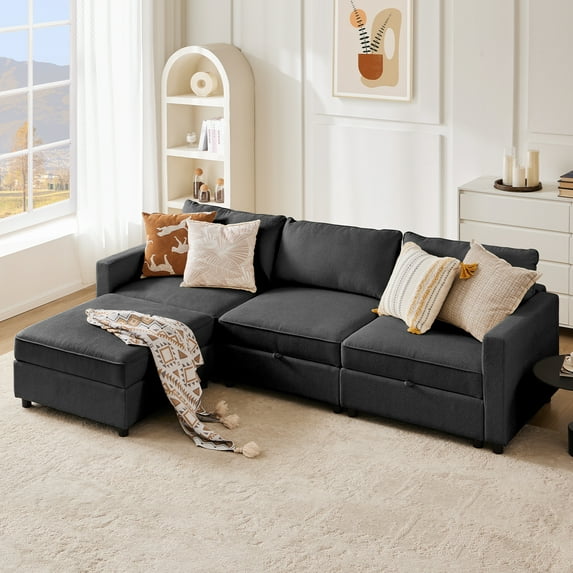 GIANNA Modular Sectional Sofa, 4 Seat Sofa Set with Storage for Living Room, L-Shaped Modern Sofa Sleeper, Comfy Sofa Couch with Extra Deep Seats for Lounge