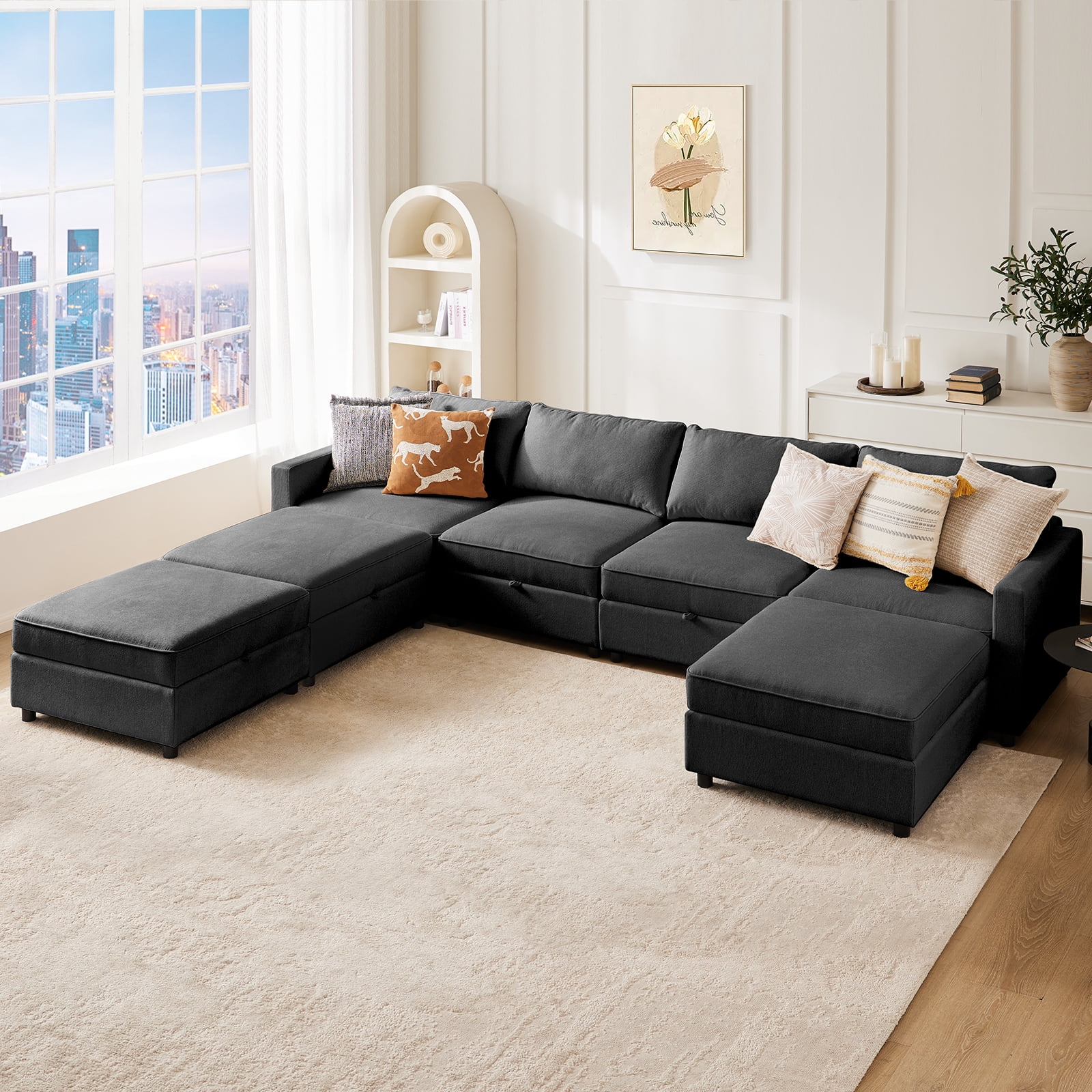 GIANNA Modular Sectional Sofa, 7 Seat Sofa Set with Storage for Living