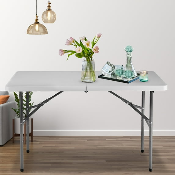 GIANNA Multifunctional 8FT Plastic Folding Table - High Density Polyethylene Portable Table - Indoor/Outdoor Use, Ideal for Camping, Parties and Picnics, White