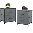 thumbnail image 1 of CONCETTA Nigtstand for Bedroom, Tall Chest Organizer with Fabric Bins, Steel Frame, Grey, Set of 2, 1 of 8
