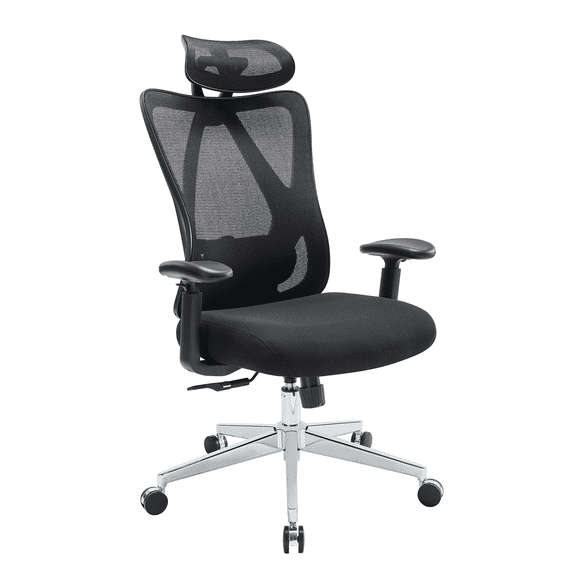 GIANNA Office Computer Desk Chair, Ergonomic Office Chair with Adjustable Headrest, 2D Armrests, Lumbar Support, Black
