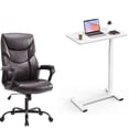 thumbnail image 1 of GIANNA Overbed Bedside Table & Chair, Adjustable Hospital & Home Use Bed Table with Wheels, Rolling Laptop Table, Mobile Standing Desk, 1 of 7