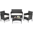 thumbnail image 1 of GIANNA Patio Wicker Chair 4-Piece Set with Table Patio Furniture Living Room Set, Wicker Material, Black, 1 of 6