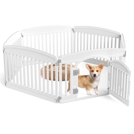 CONCETTA Plastic Dog Playpen 24 Inch, 6-Panel Pet Fence for Small Dog, White