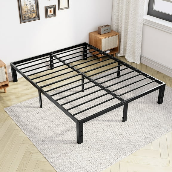 GIANNA Queen Size 14" Metal Platform Bed Frame with Under-Bed Storage, Sturdy Steel Construction, No Box Spring Required