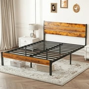 SHOUFTW Queen Size Bed Frame with Headboard, Solid and Stable, Noise Free, No Box Spring Needed, Easy Assembly
