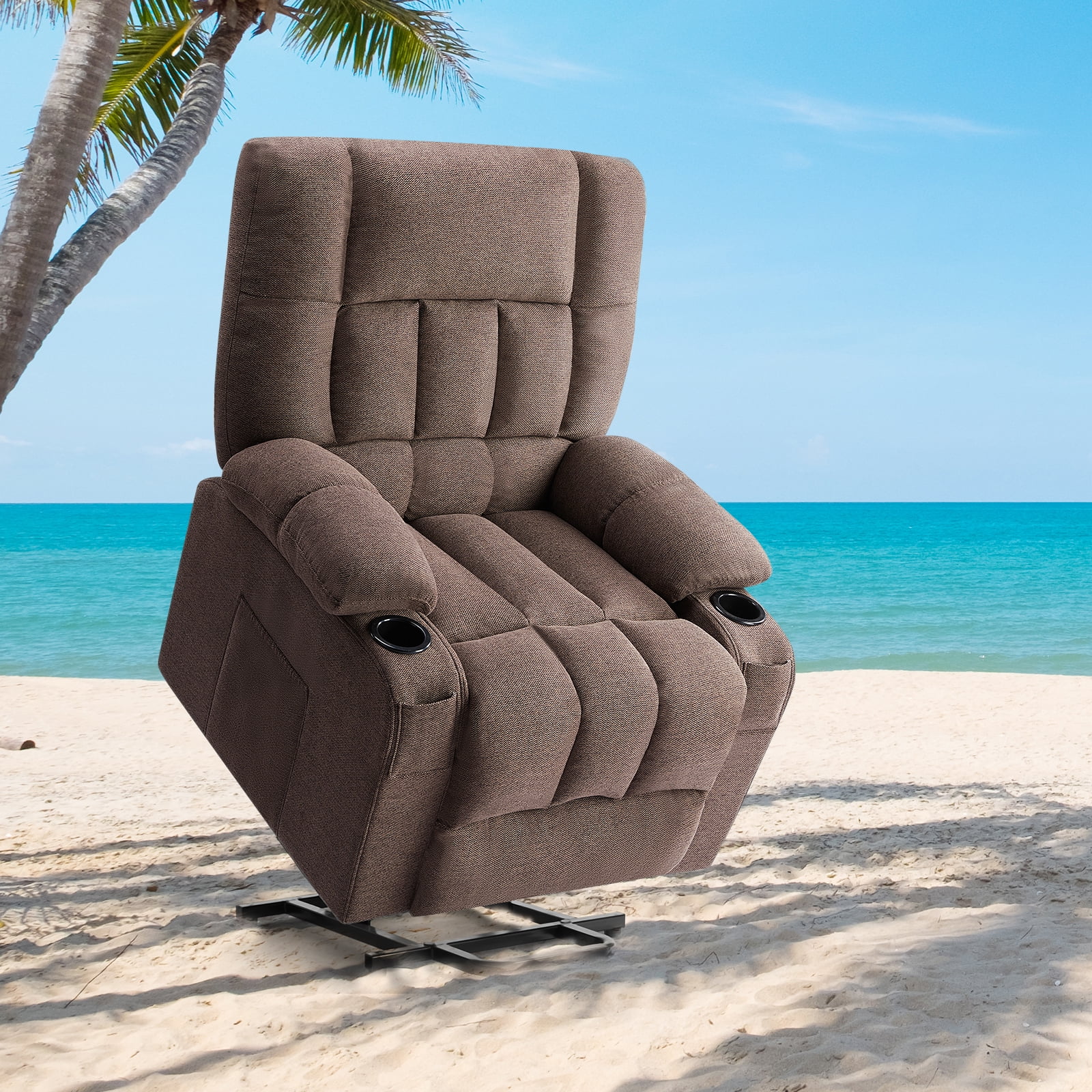 GIANNA Recliner Chair, Home Theater Seating with Vibrating Massage and Heating, Lumbar Support, Remote Control, Cup Holders, Brown