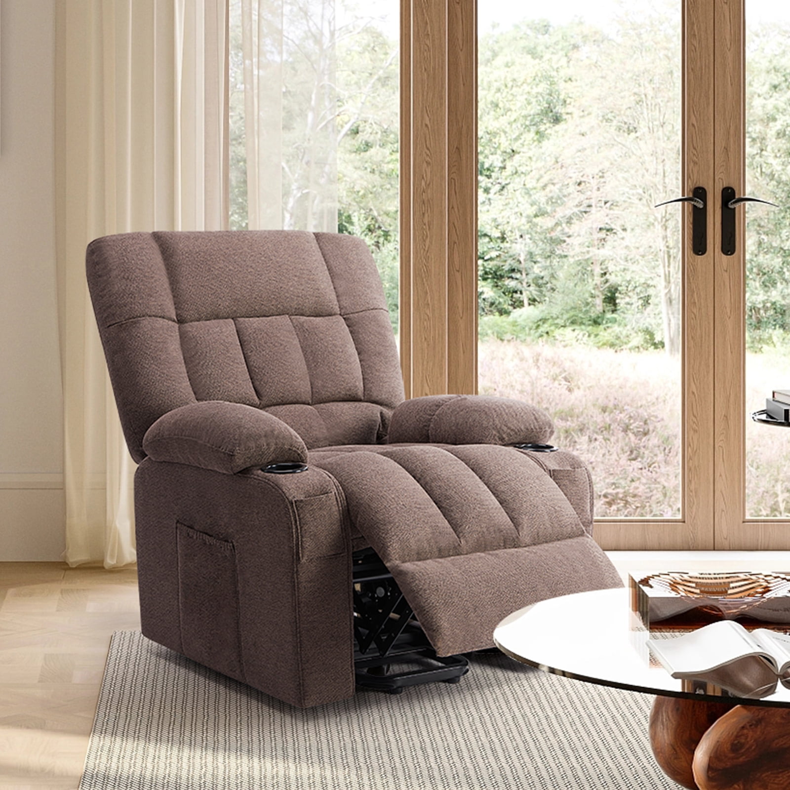 GIANNA Recliner Chair with Vibrating Massage and Heating, Adjustable Electric Power Lift Chair with Remote Control, For Living Room, Brown