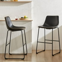 JOINSUN Set of 2 Modern Counter Stool, 30 inch Counter Height Bar Stools With Metal Legs, Footrest, Black