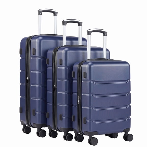 GIANNA Set of 3 Hardside Luggage, Expandable Rolling Luggage with TSA Lock and Spinner Wheels, Blue