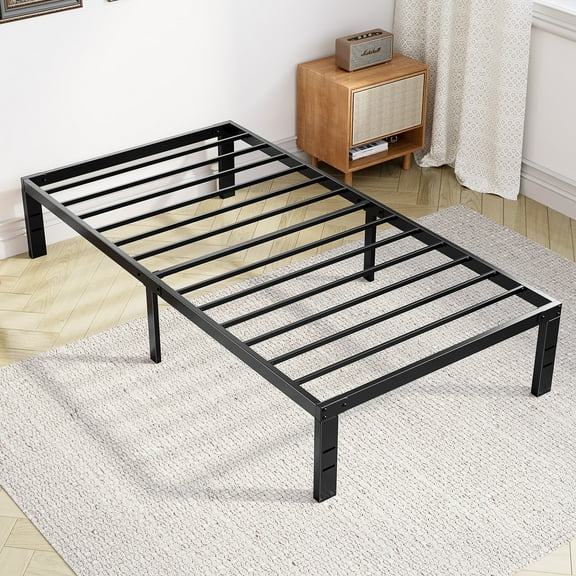 GIANNA Twin Size 14" Metal Platform Bed Frame with Under-Bed Storage, Sturdy Steel Construction, No Box Spring Required