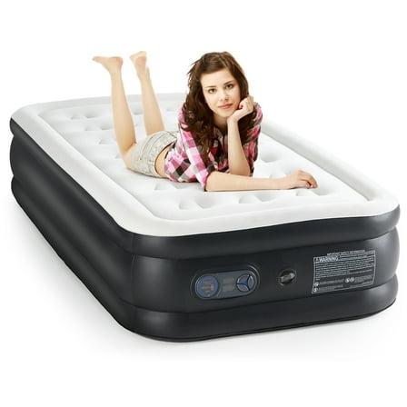 GIANNA Twin Size 18" Air Mattress, Inflatable Bed with Built-in Pump, Quick Setup & Comfortable Support for Home and Travel