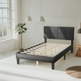 thumbnail image 1 of Gianna Twin Size Wood Bed Frame with Linen Upholstered Platform Bed and Headboard, No Box Spring Needed, 1 of 7