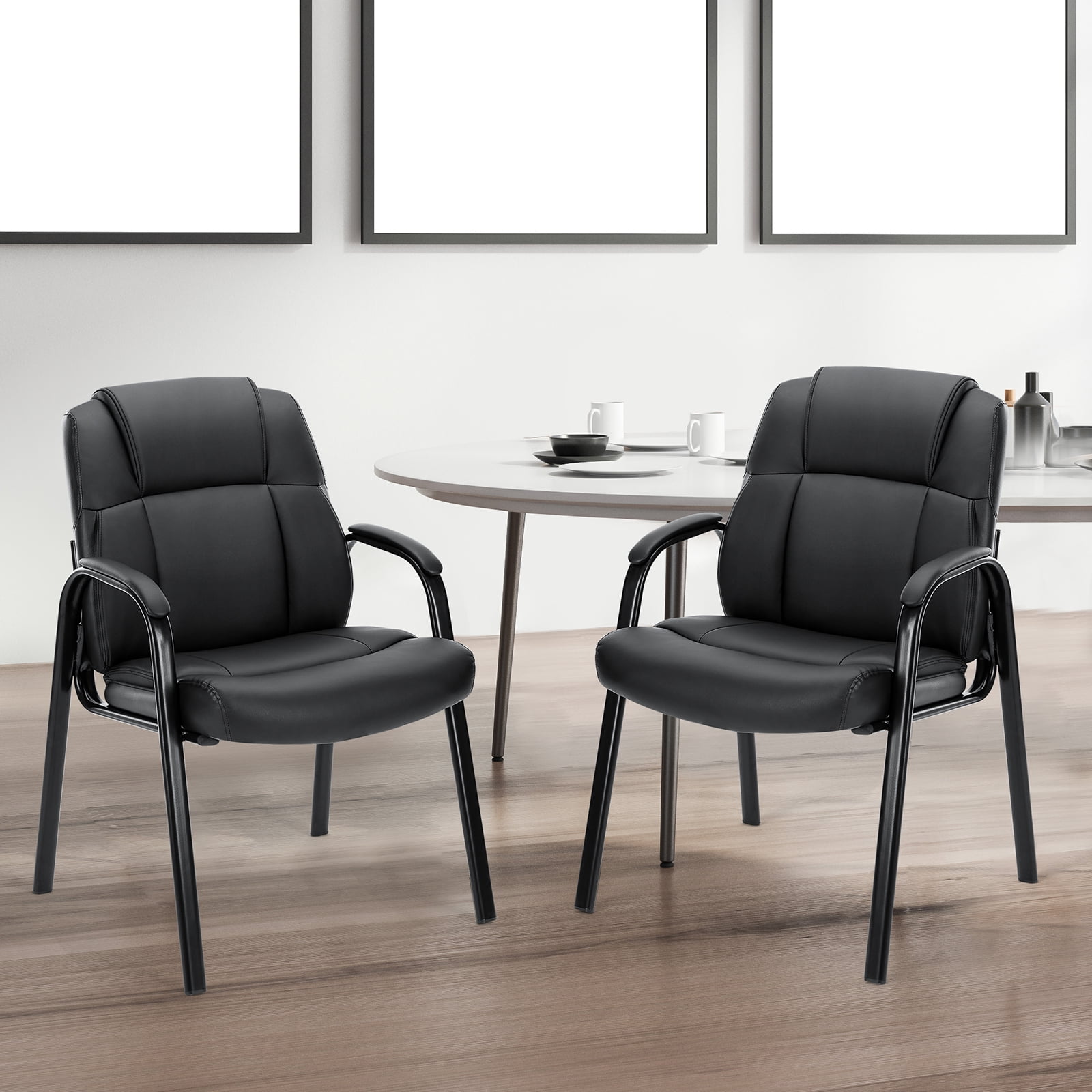 GIANNA Waiting Room Office Reception Chairs, Executive Leather Guest Chairs with Armrest, Ergonomic Upholstered Lumbar Support Side Chairs, 2 Pack