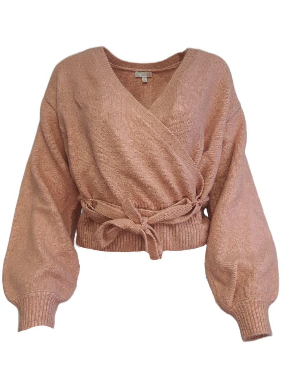 GIANNI BINI Women s V Neck Long Sleeve Peach Sweater Pink Medium