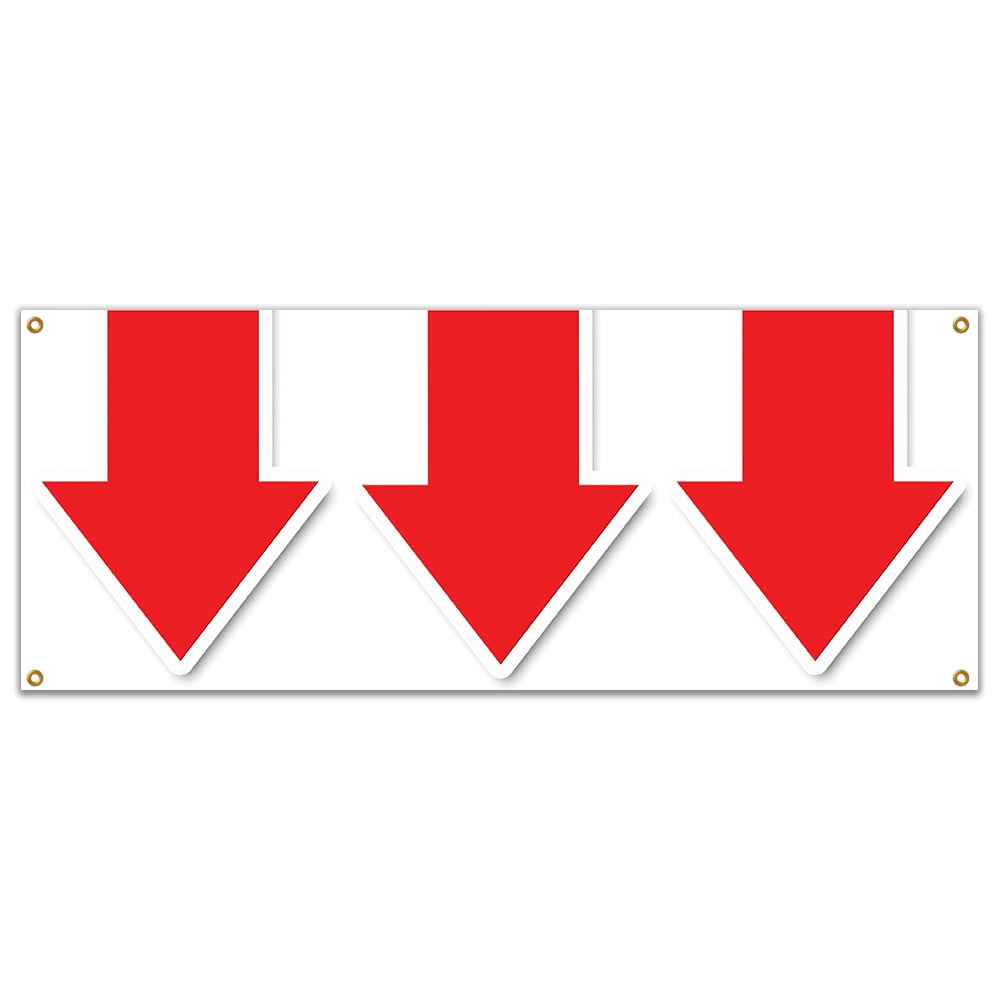 GIANT DOWN ARROW BANNER SIGN turn here sale follow directions arrived ...