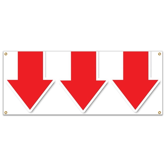 GIANT DOWN ARROW BANNER SIGN turn here sale follow directions arrived