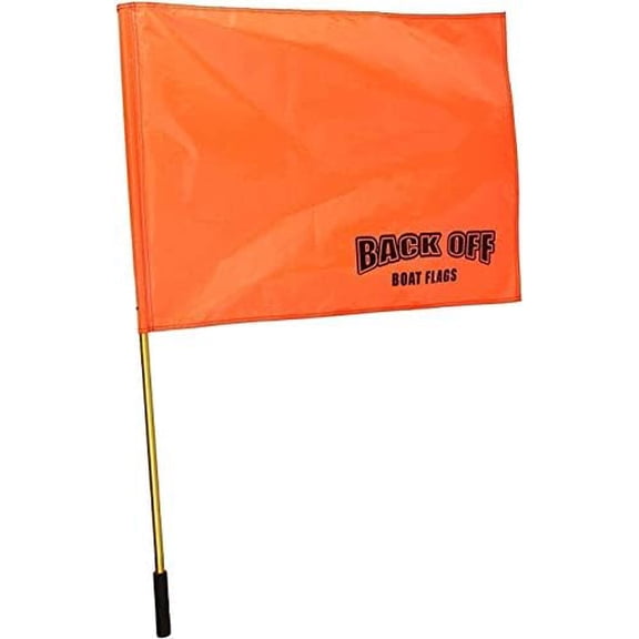GIANT Orange Boat Safety Flag with Pole & Handle - Highly Visible Universal Skier Down Flag - Marine Accessories for Water Skiing, Wakeboarding, Tubing - Fits Boats, Jet Skis, Pontoons
