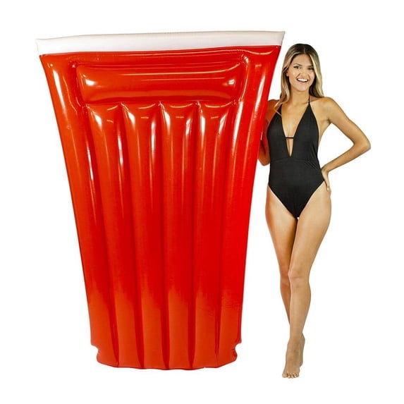 PoolCandy Red Cup Jumbo Pool Raft for Beach and Swimming Pool