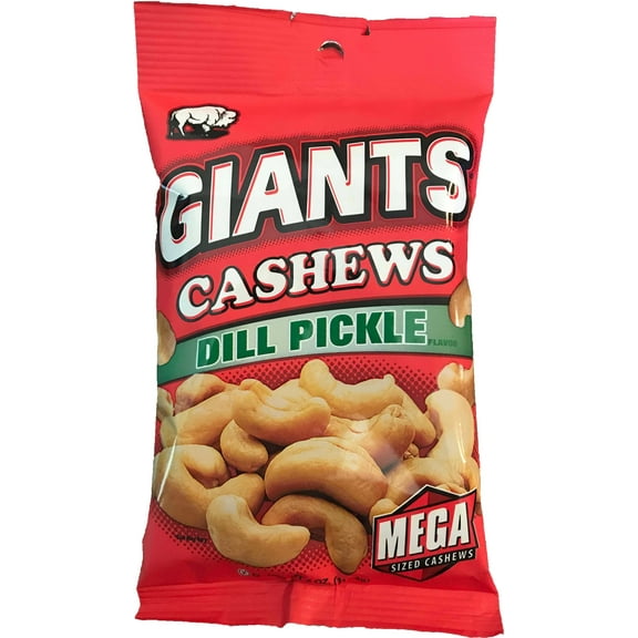 GIANTS Dill Pickle Flavored Cashews, ( 8 - 4 oz. Bags )
