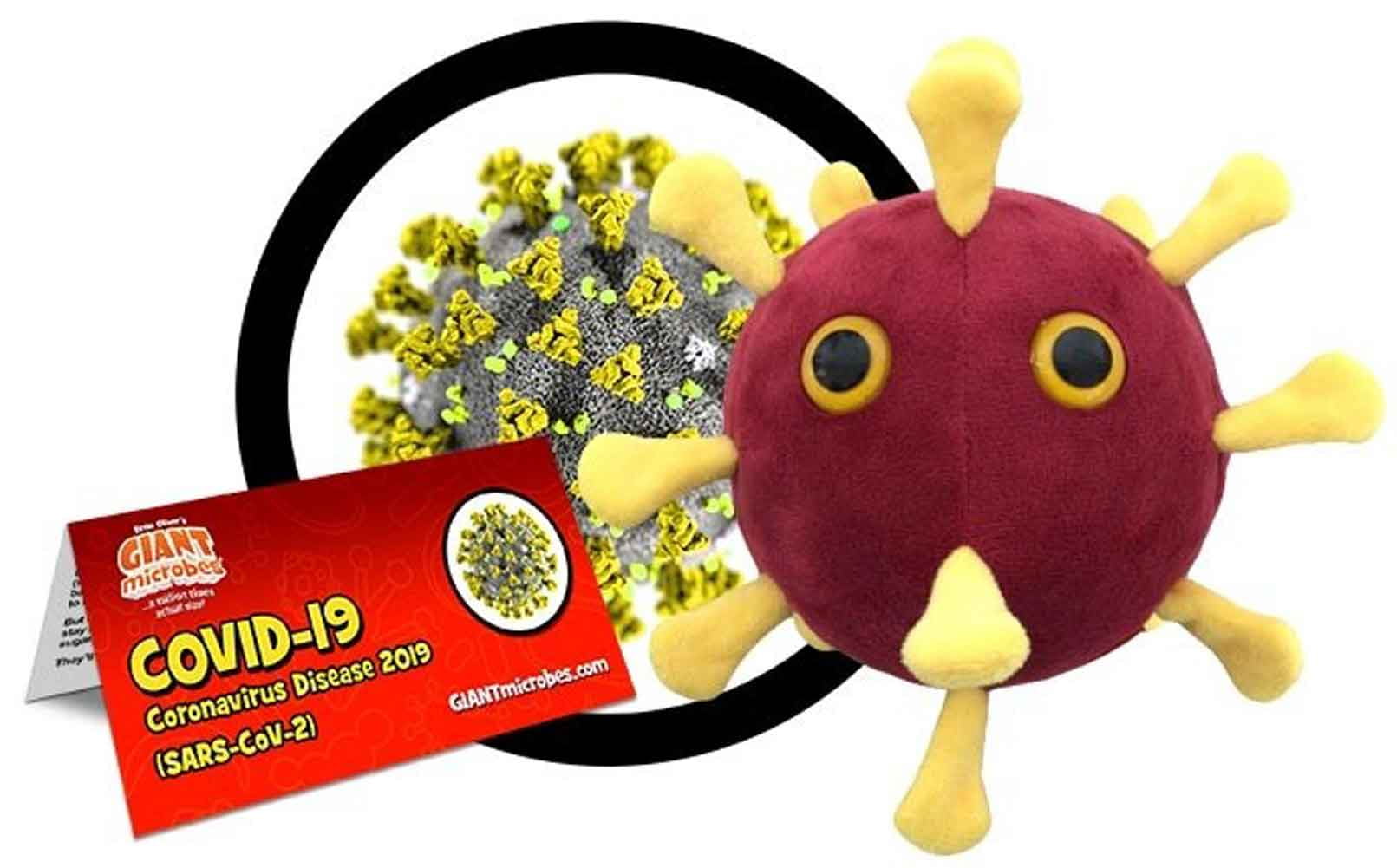 GIANTmicrobes COVID-19 Plush- Soft Plush Features The Signature Spike Proteins of The Virus, Great Gift for Scientists, Educators and Healthcare Workers, Includes a Card with Factual Information