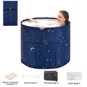 GIATUEE Portable Collapsible Bathtub for Adults – Freestanding PVC Soaking Tub with Thickened Thermal Foam for Hot & Ice Bath, Indoor/Outdoor Shower Use (Planet