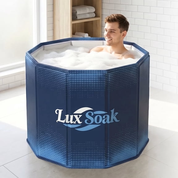 GIATUEE Portable Foldable Bath Tub for Adults 31.5"L x 26"H Collapsible Cold Plunge Tub for Recovery, Ice Soaking Bath for Shower Stall, Outdoor Ice Bathtub for Athletes
