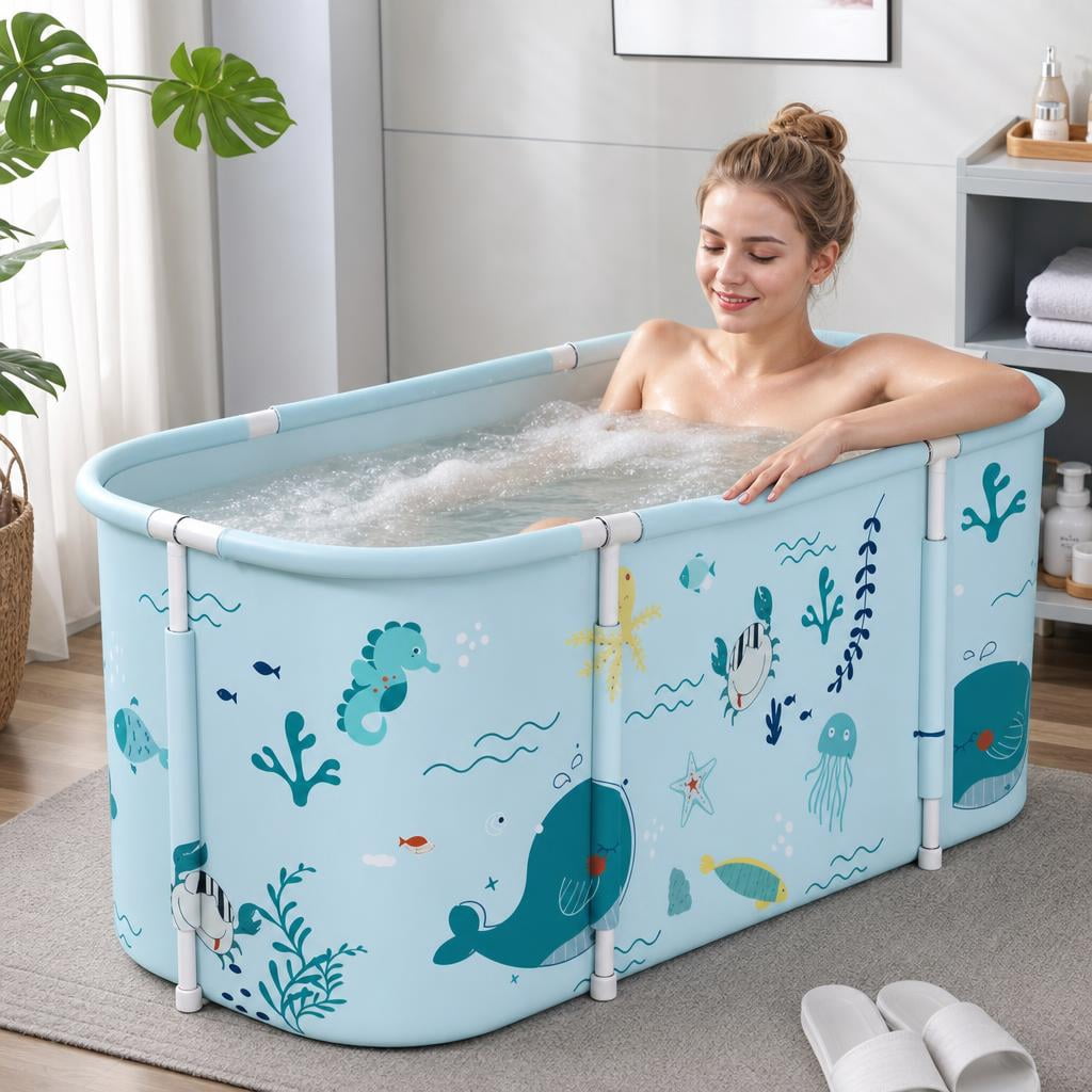 GIATUEE Portable Foldable Bathtub for Adults – Freestanding