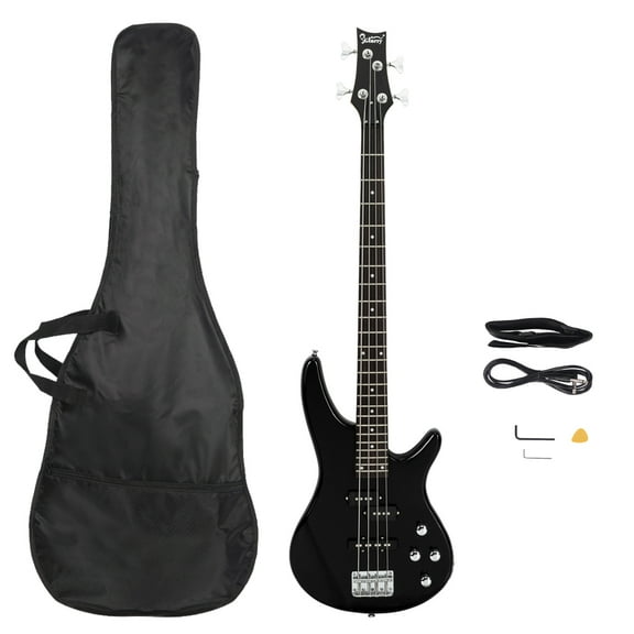 GIB Electric Bass Guitar Full Size 4 String Black