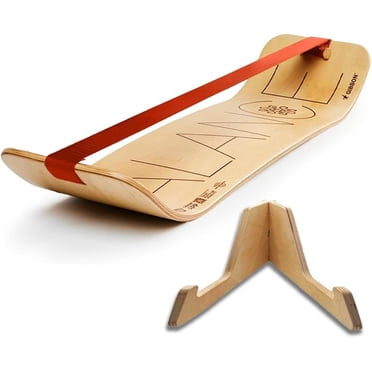 The Skill Board Wooden Balance Board – Wobble Board With Inflatable Ball, Pump, Grip Tape For Sports, Gym, Standing Desk