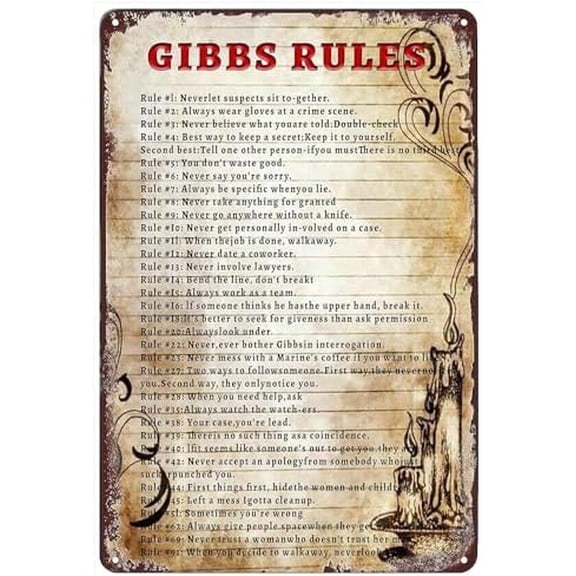 GIBBS RULES Metal Tin Sign Retro Poster Cafe Bar Living Room Bathroom Kitchen Home Art Wall Decoration Plaque Gift 8 X 12