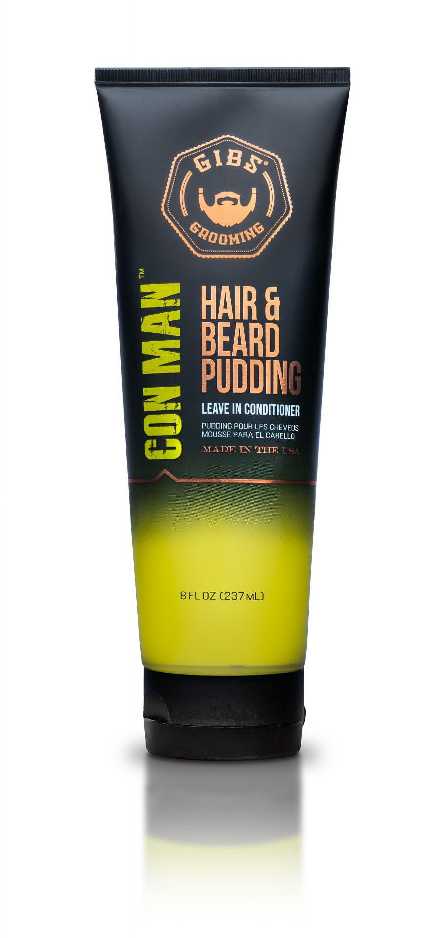 GIBS Con Man Hair and Beard Pudding, Leave In Conditioner, Curl Definer, Moisturizing, 8 oz tube C29