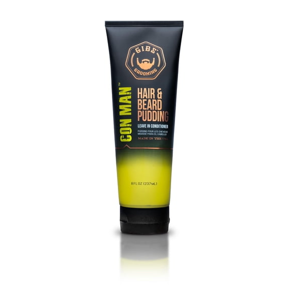 GIBS Con Man Hair and Beard Pudding, Leave In Conditioner, Curl Definer, Moisturizing, 8 oz tube C29